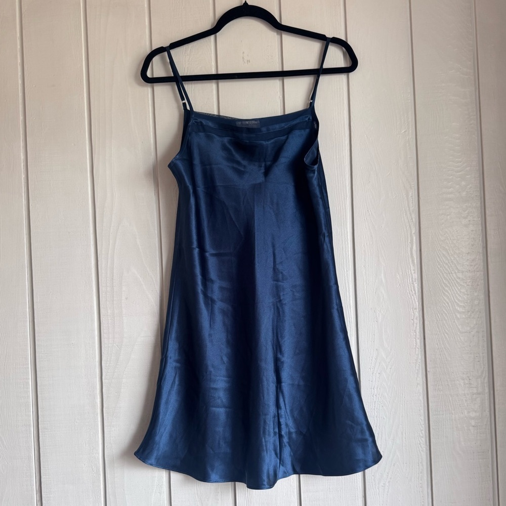 Jones New York Dark Blue Satin Slip Dress